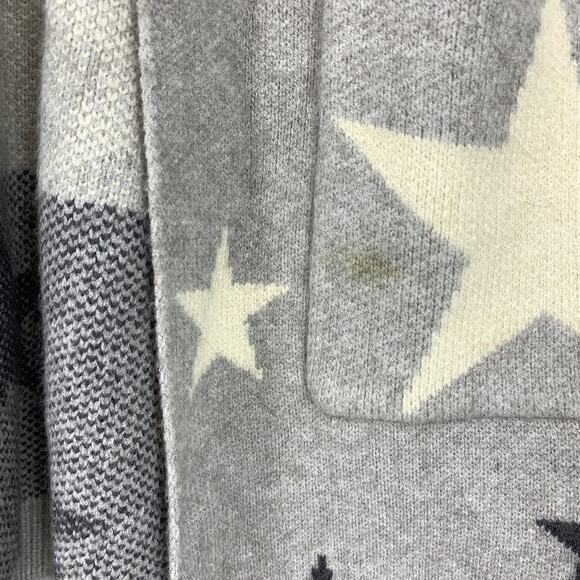 Dreamers Open Front Long Cardigan Sweater Womens Size Medium Gray Star Print - Picture 6 of 8